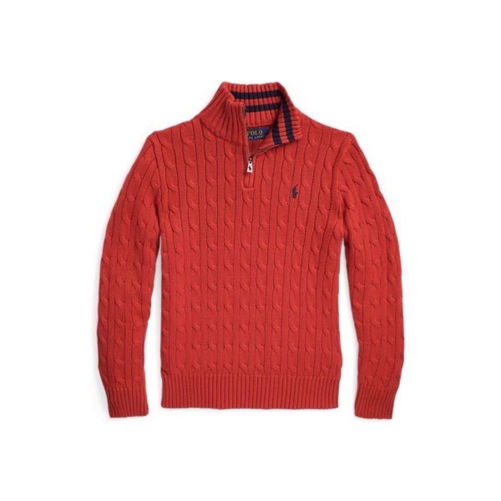 Ralph Lauren Cable-Knit Cotton Quarter-Zip Sweater